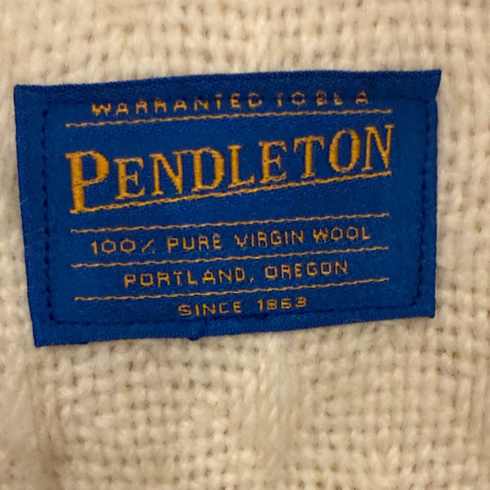 Vintage 100% WOOL NWT Pendleton Ivory Throw with Fringe - Picture 2 of 5